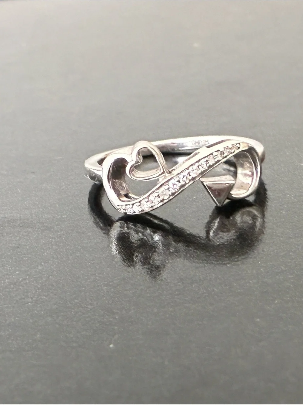 925 Sterling Silver Heart Arrow Ring with Natural Diamond